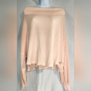 We The Free Close to You Top Womens Medium Light Peach Waffle Knit Lounge